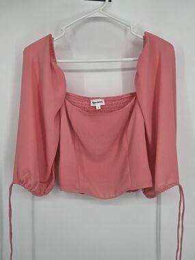 superdown Pink Coral Off-Shoulder Cropped Top Small (8545)